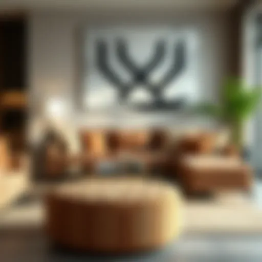 Luxurious ottoman in a modern living room setting