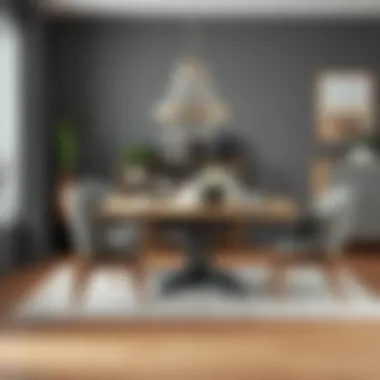 Elegant Gray and Wood Dining Set Elegant gray and wood dining set in a modern interior