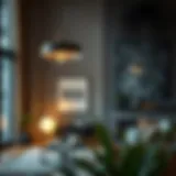 A sophisticated large industrial floor lamp enhancing a modern living room ambiance