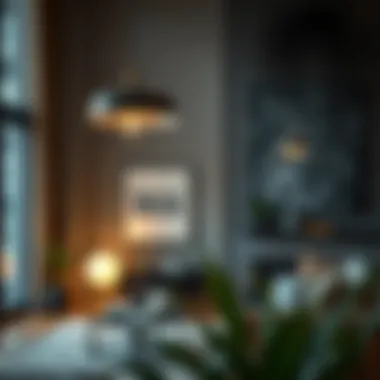 A sophisticated large industrial floor lamp enhancing a modern living room ambiance