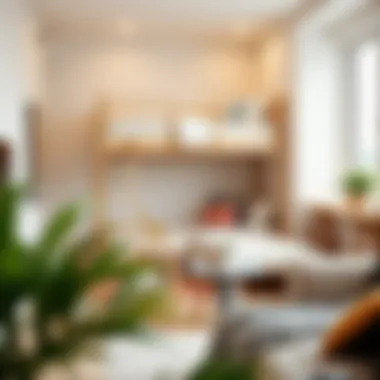 Functional layout showcasing a low loft double bed integrated into a small living area