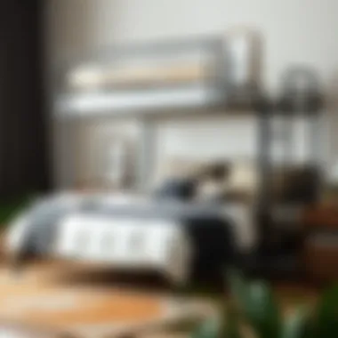 Diverse material options for low loft double beds, including wood and metal finishes