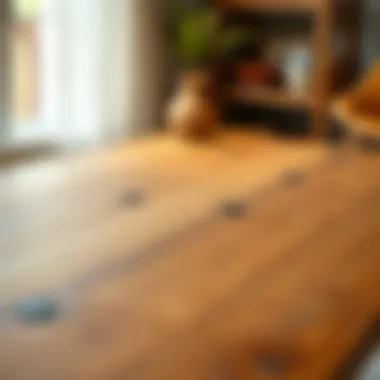 Intricate Wooden Craftsmanship in Tabletop Design A stunning wooden tabletop showcasing intricate grain patterns and sustainable design.