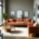 Elegant narrow daybed sofa in a modern living room