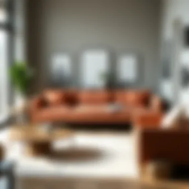 Elegant narrow daybed sofa in a modern living room