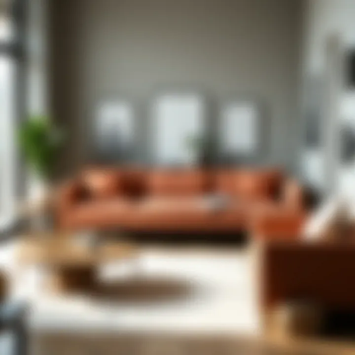 Elegant narrow daybed sofa in a modern living room