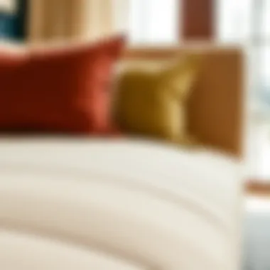 Close-up of luxurious fabric and craftsmanship on a daybed