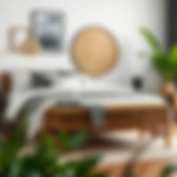 Stylish rattan end of bed bench paired with modern decor