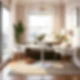 Elegant small white drop leaf dining table in a stylish urban setting