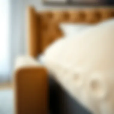 Luxurious Fabric Texture of Tufted King Bed Close-up of luxurious fabric texture on a tufted king bed