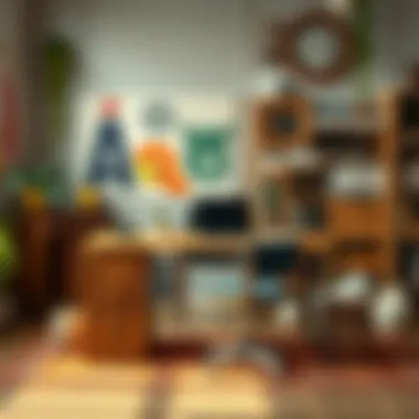 Creative hub featuring a 45-inch wide desk with artistic elements