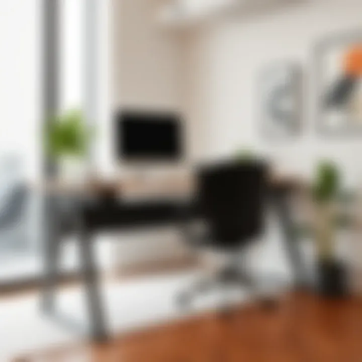 Ergonomic 45-inch wide desk setup showcasing functionality