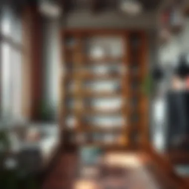 Artistic Integration of Bookshelf in Urban Decor A creative 21-inch wide bookshelf integrated into a vibrant urban decor style