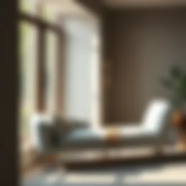 Light grey chaise placed near a window with natural light