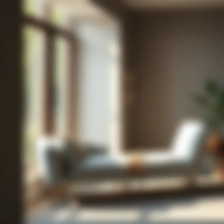 Light grey chaise placed near a window with natural light