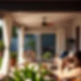 Elegant patio with curtain track system