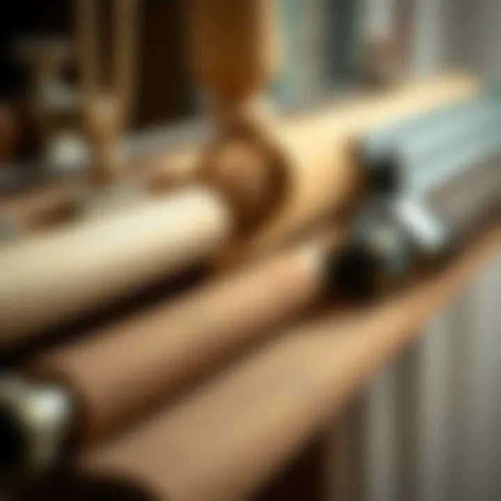 Diverse materials utilized in patio curtain track systems Close-up of materials used in curtain track systems