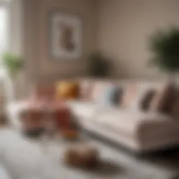 Stylish small couch with a chaise lounge in a modern living room