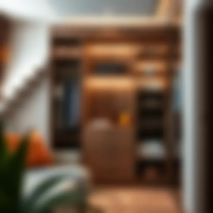 Stylish walk-in cupboard featuring various storage solutions