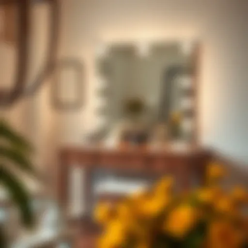 Elegant makeup vanity featuring integrated lighting