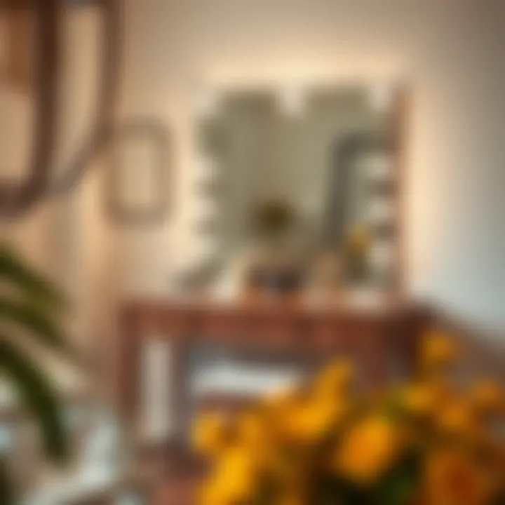 Elegant makeup vanity featuring integrated lighting