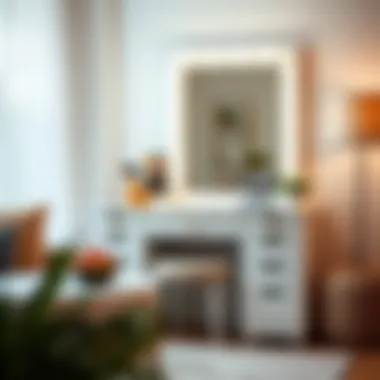 Functional makeup vanity with multiple storage options