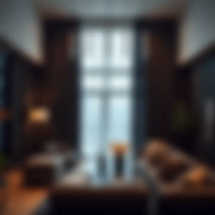 Luxurious Blackout Drapes in Modern Living Luxurious blackout drapes enhancing a modern urban living room