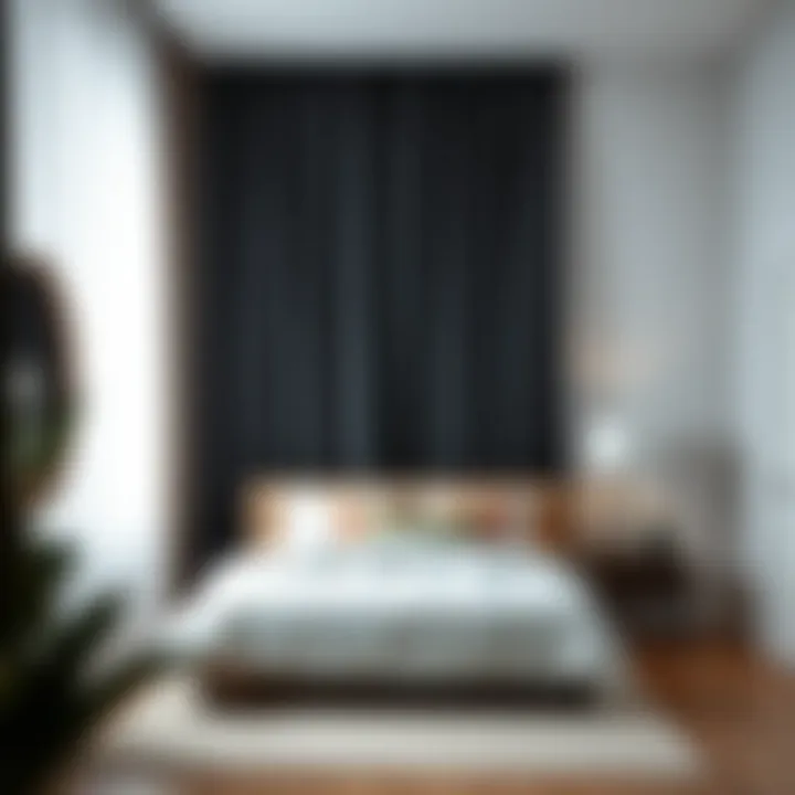 Serene Bedroom with Stylish Blackout Curtains A serene bedroom featuring stylish blackout curtains for optimal sleep