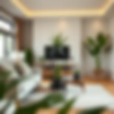 Stylish three-tier plant stand in a modern living room setting