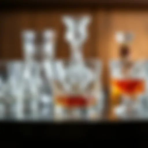 A collection of intricately designed whiskey glasses showcasing various styles and materials.