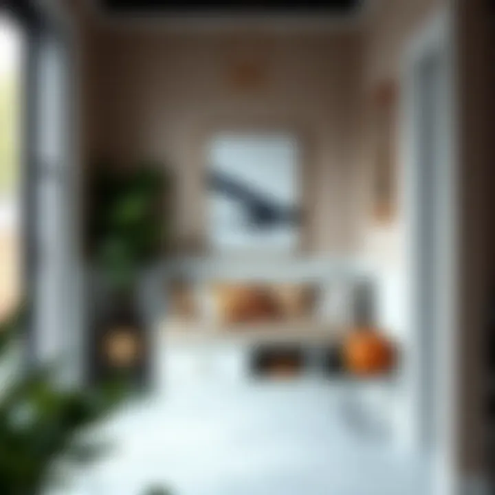 Elegant narrow mudroom bench in a stylish urban entryway