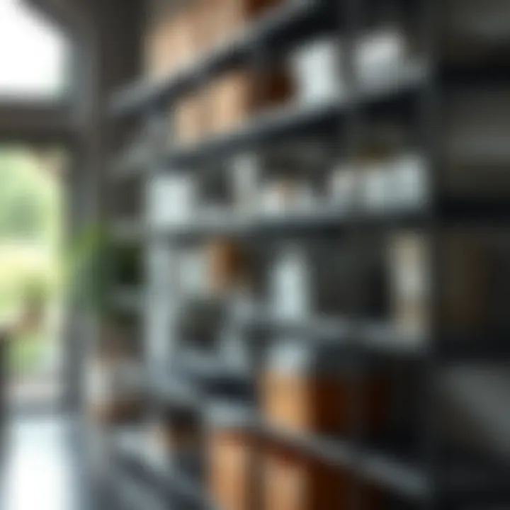 Innovative use of metal shelving for office organization