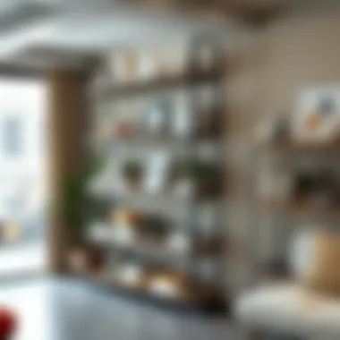 Modern metal shelving unit showcasing urban decor