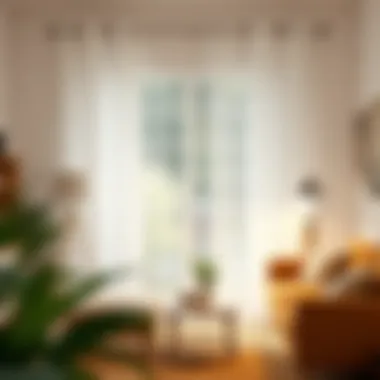 Installation guide for white blackout curtains with rings displayed in a home setting