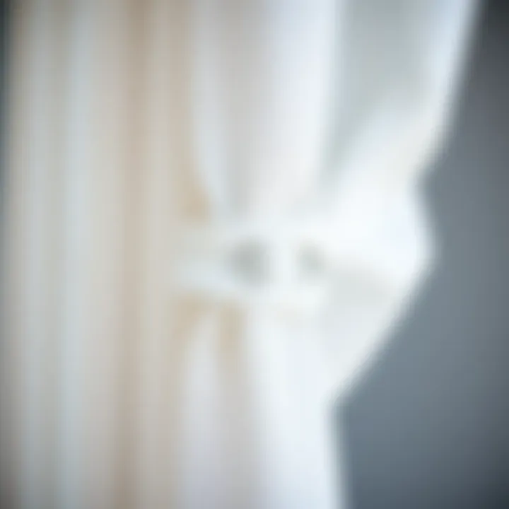 Close-up of the rings on white blackout curtains showcasing their functionality