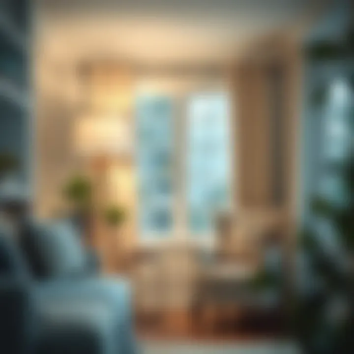 Elegant white floor lamp illuminating a cozy reading nook