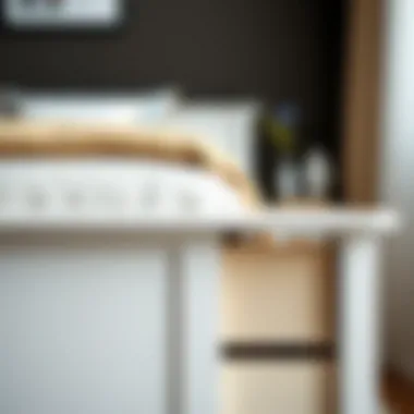 Close-up of the durable materials used in a white queen bed frame