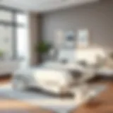 Elegant white queen bed frame with drawers in a modern bedroom setting