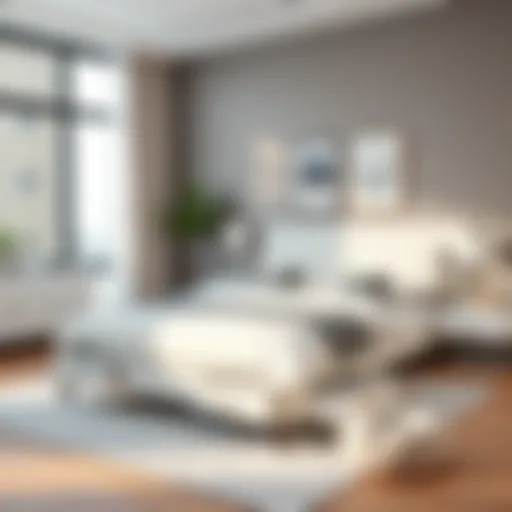 Elegant white queen bed frame with drawers in a modern bedroom setting