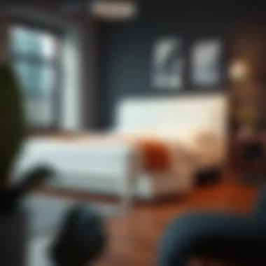 Aesthetic integration of a white queen bed frame with drawers in urban decor