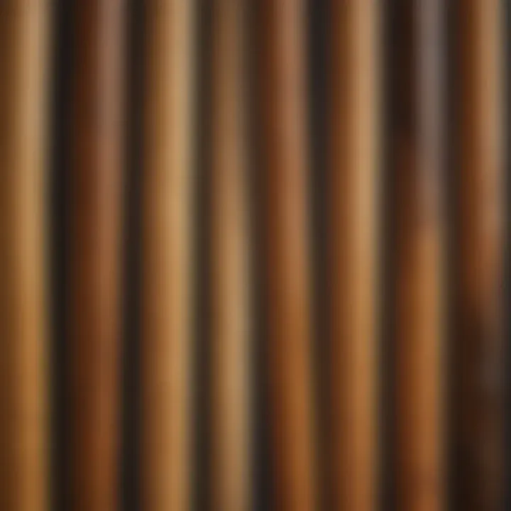 Close-up of various wood types used for table legs