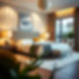 Elegant York upholstered platform bed in a modern bedroom setting