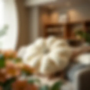 Stunning flower-shaped cushion in a modern living room setting