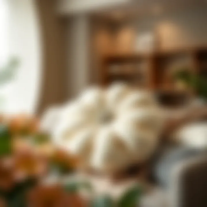 Stunning flower-shaped cushion in a modern living room setting