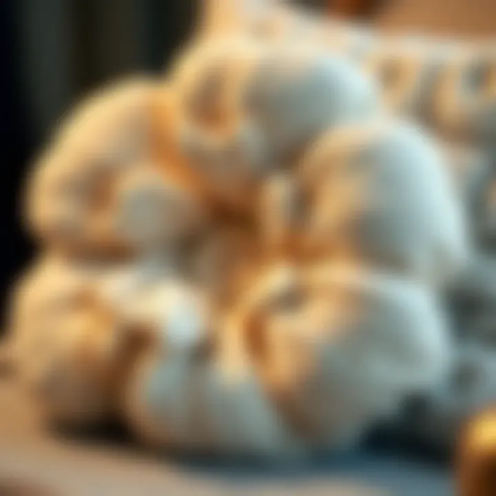 Close-up of a flower-shaped cushion showcasing intricate textures