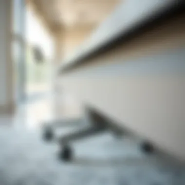 Close-up of the durable material of a folding conference table