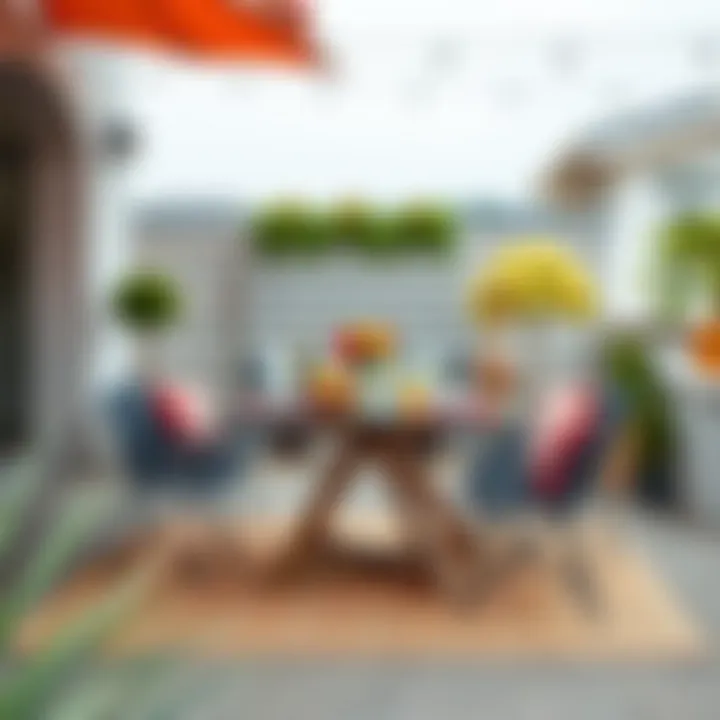 Chic folding glass dining table with vibrant outdoor decor