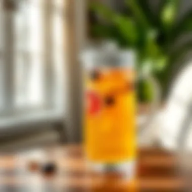 Stylish glass pitcher filled with refreshing beverage