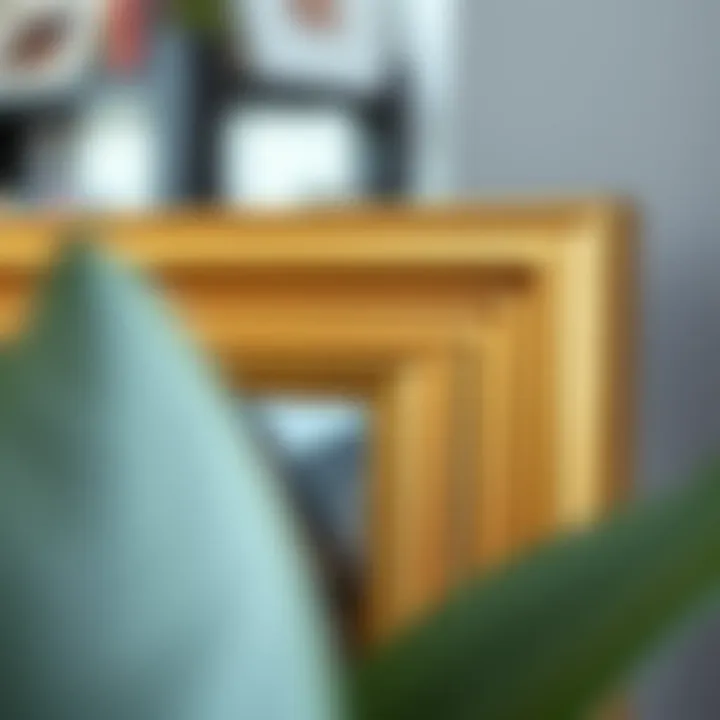 Close-up of gold frame's intricate details and textures