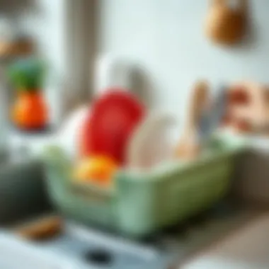 Functional silicone dish drainer showcasing versatility